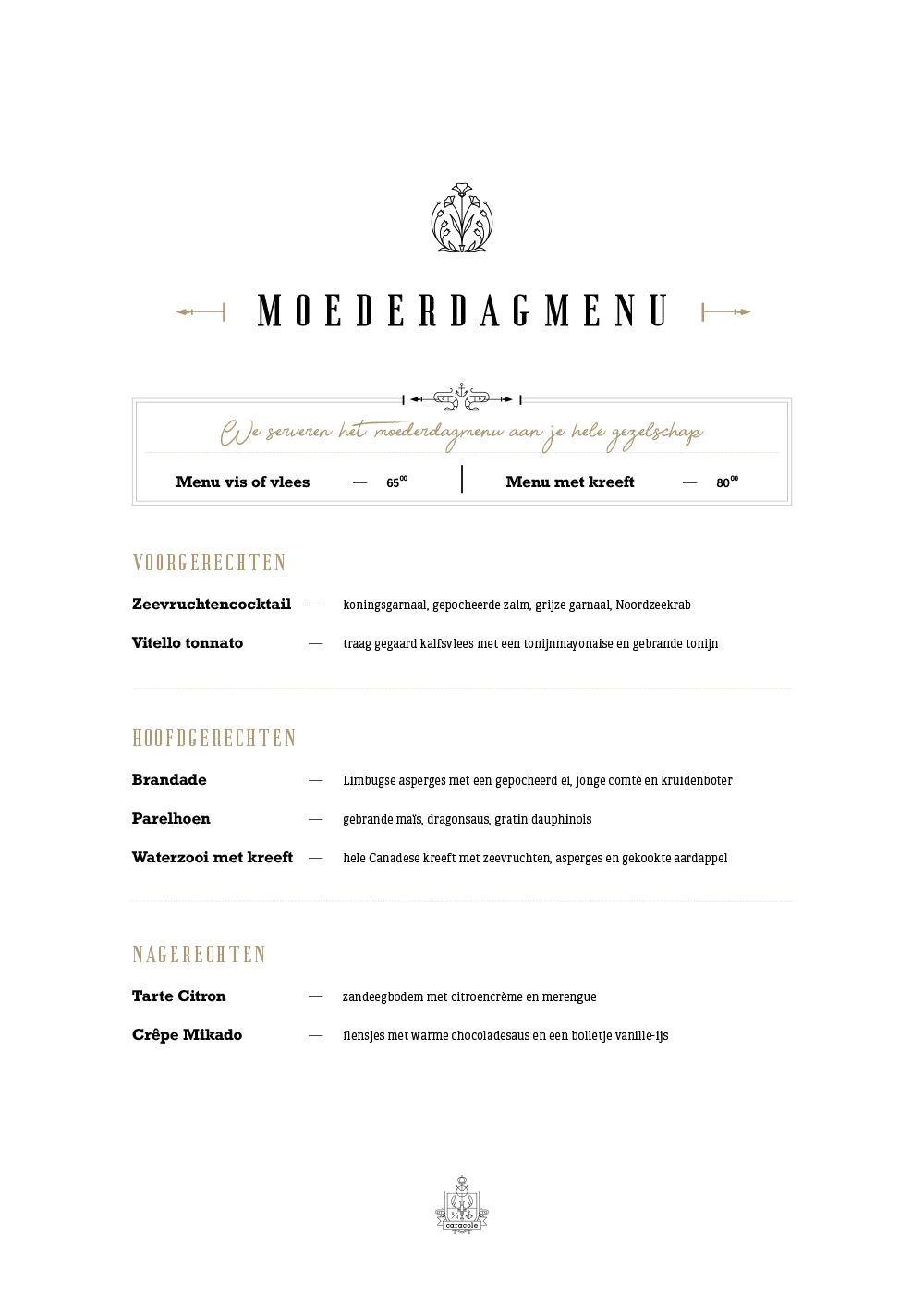 Moederdag @ visrestaurant Caracole