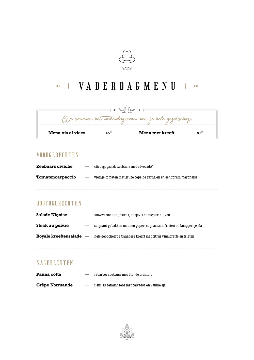 Vaderdagmenu @ visrestaurant Caracole