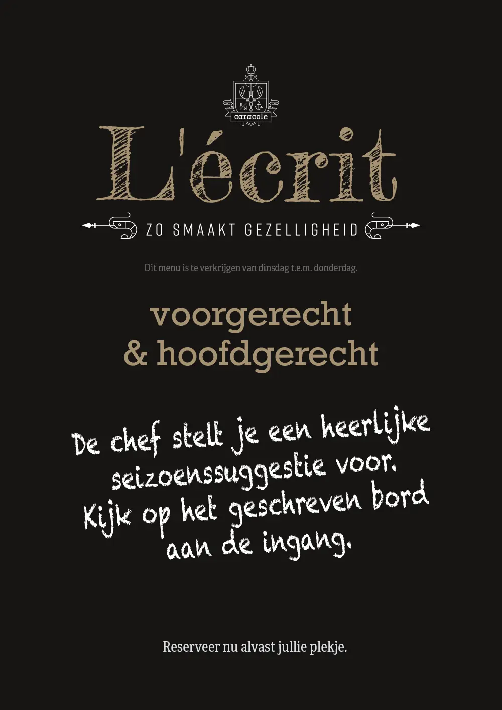 L'écrit menu Restaurant Caracole
